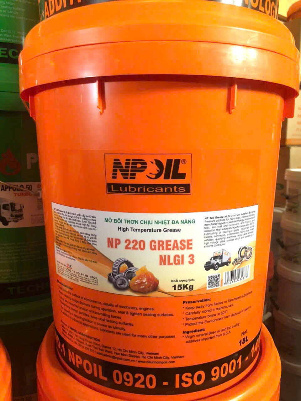 Mỡ bôi trơn chịu nhiệt NP 220 GREASE Xô 15 KG (Sẵn hàng)